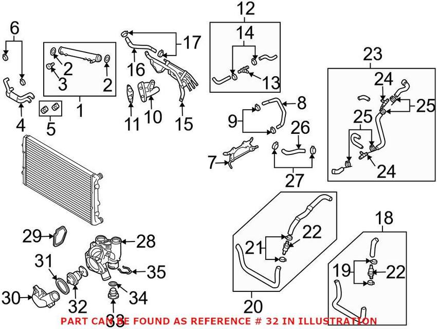 Audi VW Engine Coolant Thermostat 022121113